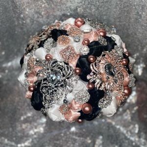 Handcrafted satin rose wedding bouquet